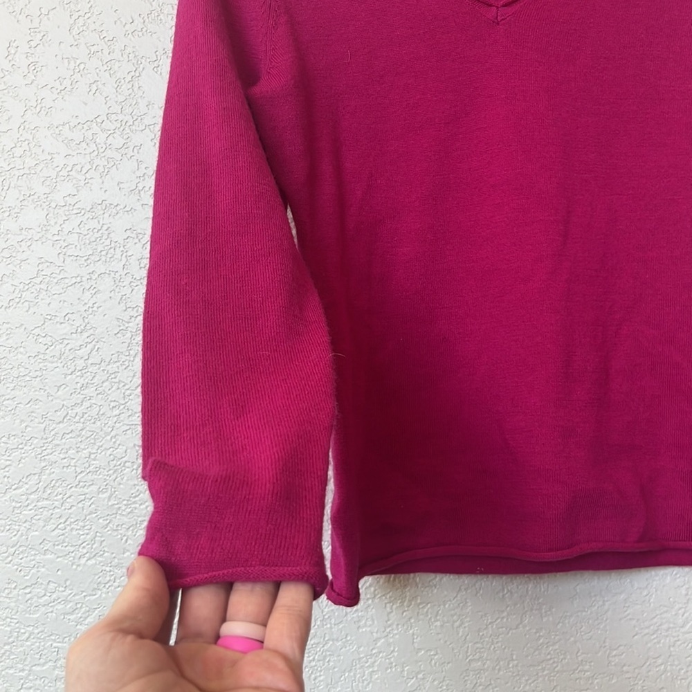 NWT Carol Little Sweater V Neck Merino Wool Pink Size Small - Picture 6 of 11
